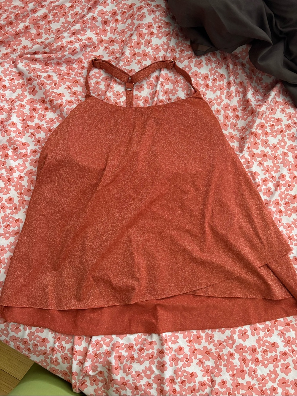 Orange Sparkle Halter swim Top